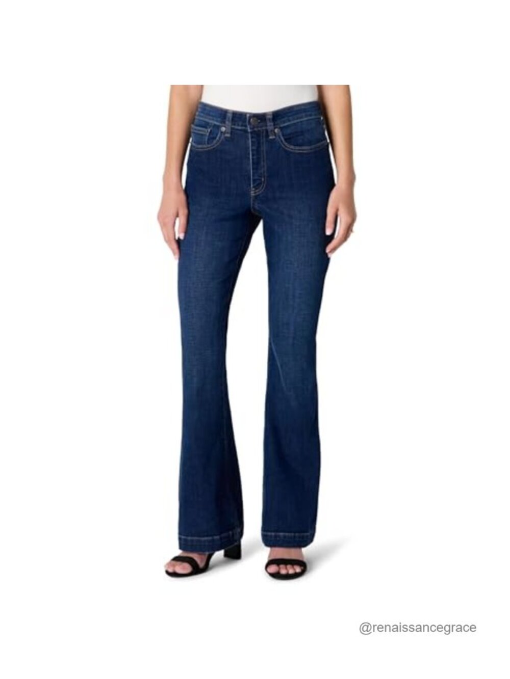 High Stretch High-Rise Flare Jeans Cotton Blend 5-Pocket Styling